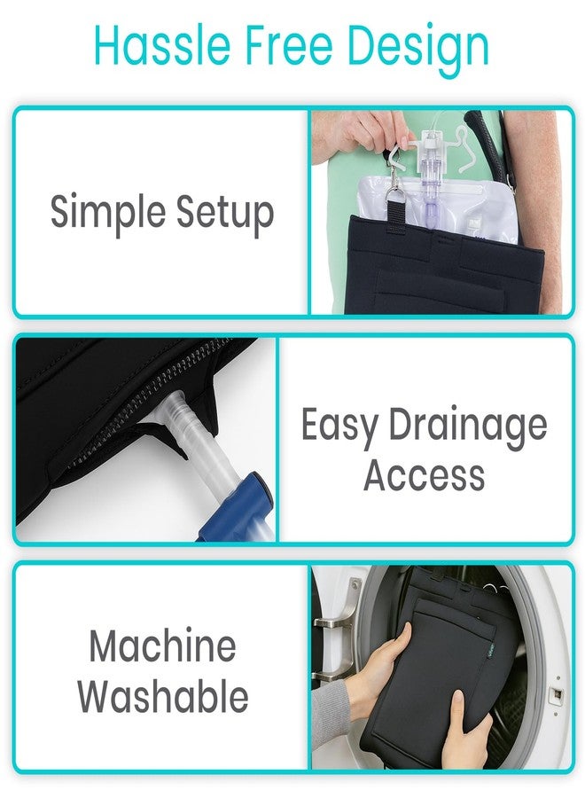 Vive Urinary Drainage Bag Holder – Discreet Foley Catheter & Drain Tube Cover – Nephrostomy Bag Holder, Easy-Access Zipper, Adjustable Strap - Leakproof Catheter Supplies for Privacy, 2000mL (Black) - Image 4